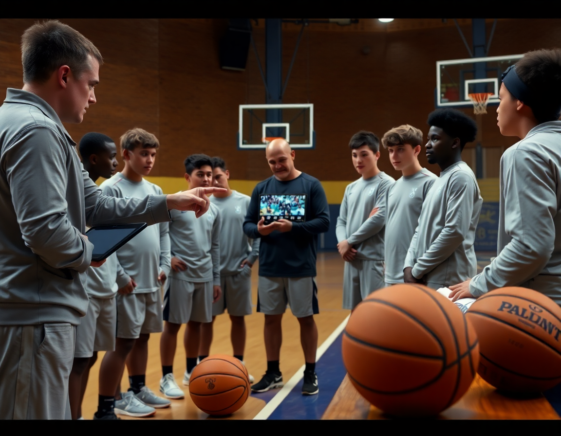 clips défensifs pour exercice défense basket u9 durant une séance vidéo d'équipe