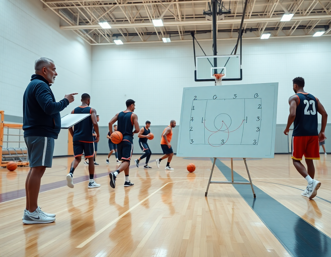 Exercice echauffement basket u13 sur bancs et tableau tactique pendant l'échauffement collectif.
