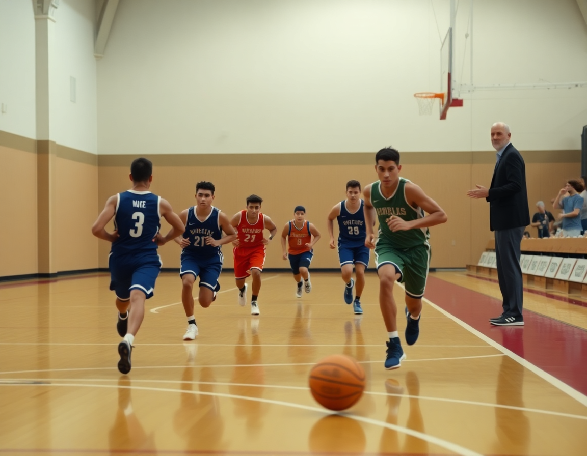 Exercice fin de contre attaque basket transition rapide et finition près du panier.