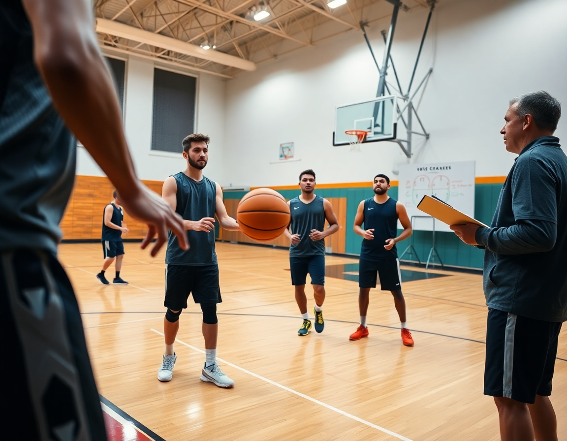 Plan serré sur les mains tenant un ballon orange pendant l'exercice in basket en cours.