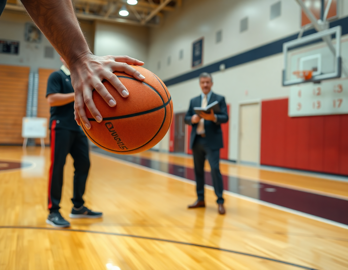 exercice tir basket seul, un coach dessine les spots sur le tableau blanc devant les joueurs.