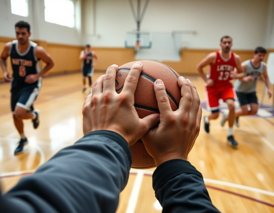 exercice tir basket seul: drill en arc, joueurs en mouvement et coach guidant depuis la ligne.