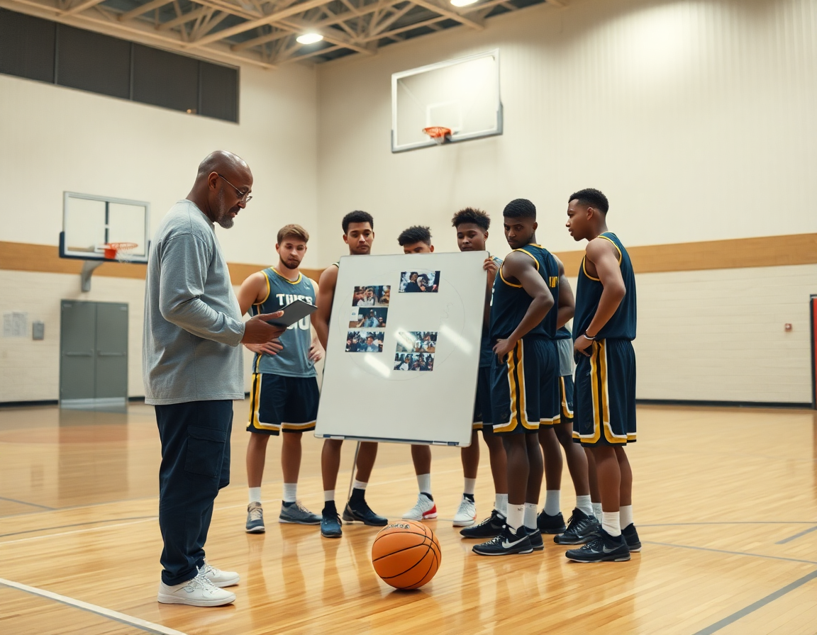 exercice tir basket u15: analyse des adversaires et dialogue après la séance avec l'équipe.