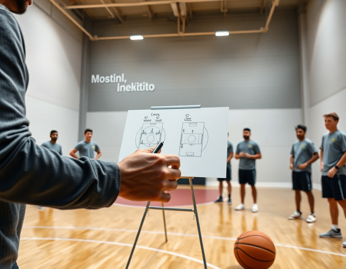 Plan de drill en formation entraineur basket: le coach montre les passes sur le tableau