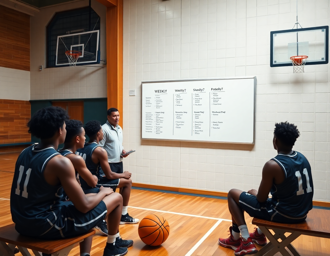 Cadre hebdomadaire: entraîneur et équipe de France de basket planifient le match preparation basket equipe de france.