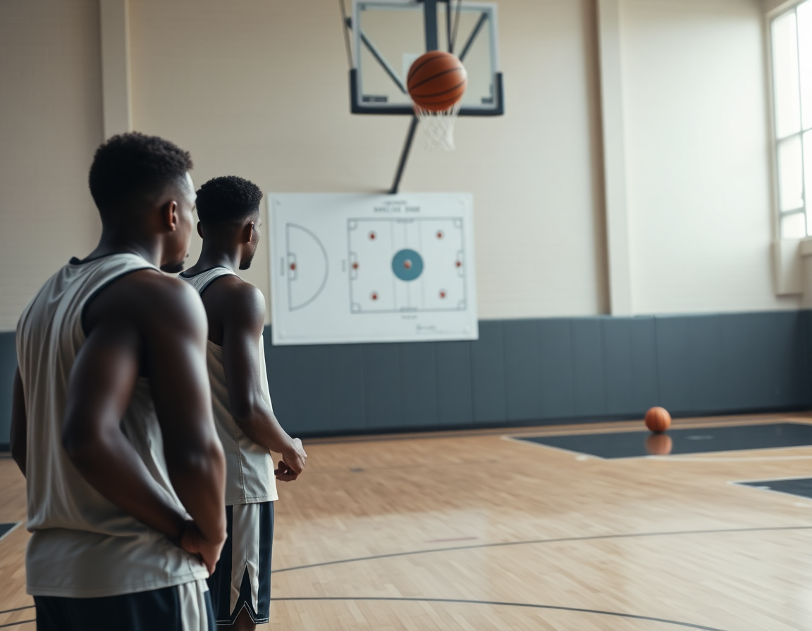 Une passe clé en action pendant le match preparation basket equipe de france, vue de dos des joueurs.