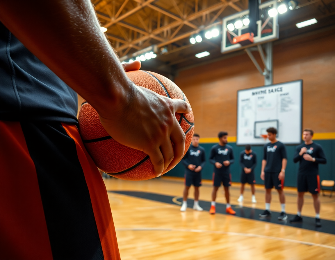 Plan serré sur match preparation basket euro 2025 sur le terrain de basketball.