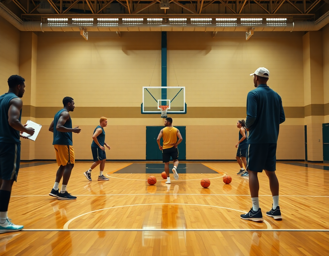 Plan serré sur l'action près du haut de la clé durant match preparation basket france espagne.