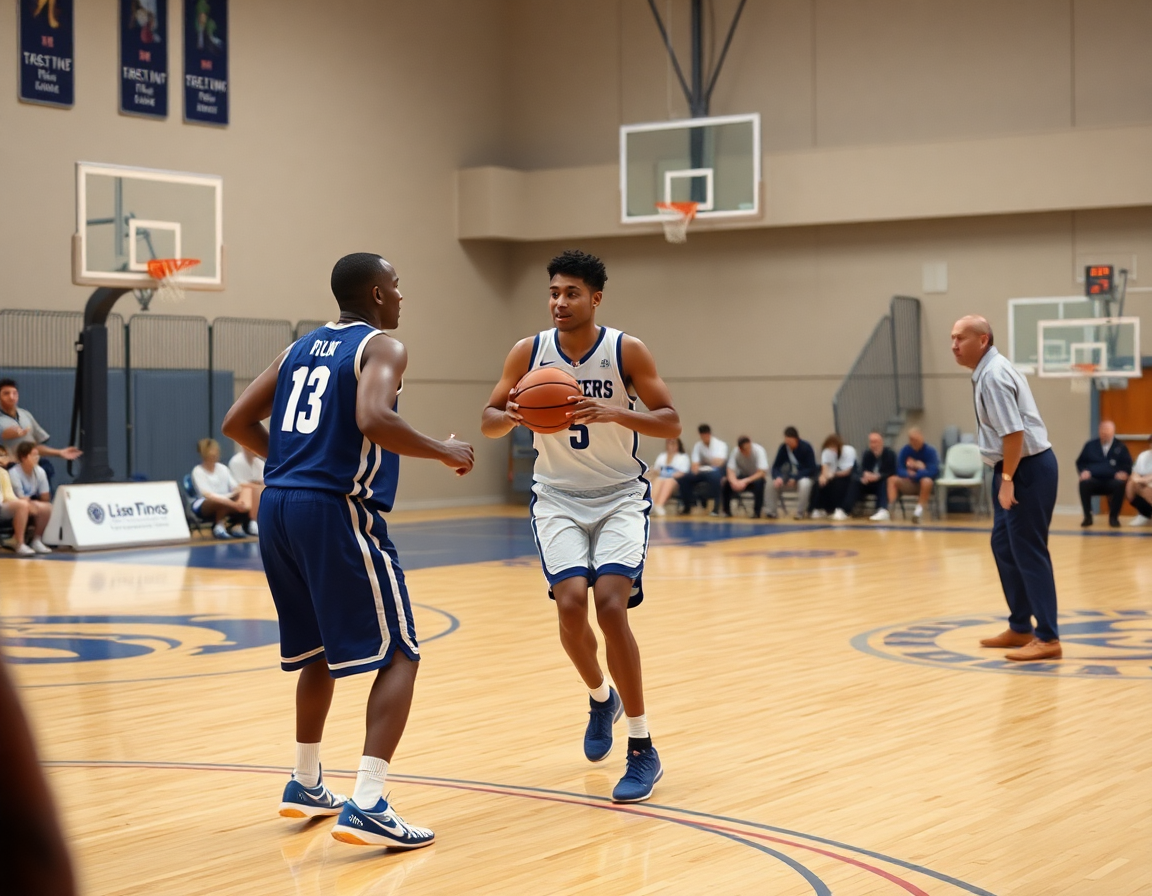 Premier plan: deux joueurs exécutent un pick and roll basketball defense près du panier.