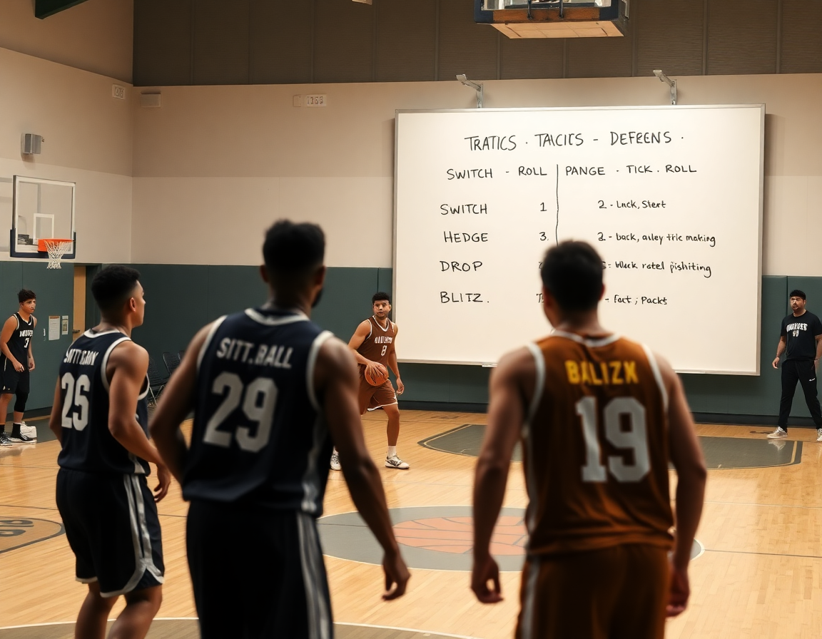 Gros plan sur les mains qui lisent le pick and roll basketball defense sur le tableau.