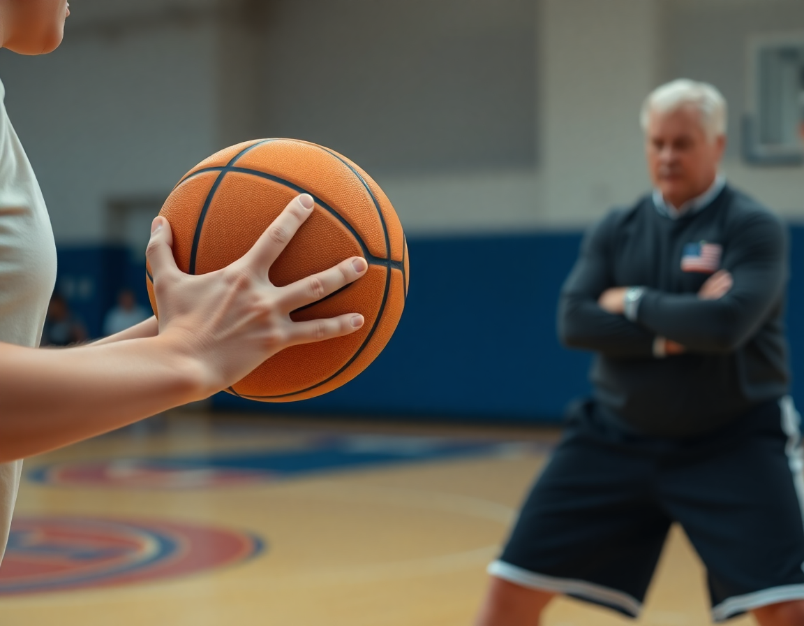 Scène de banc avec le coach expliquant le pick and roll basketball defense et les options.