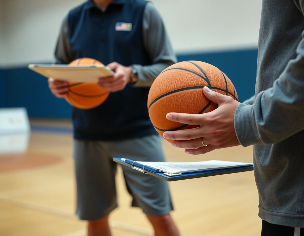 Primo piano sulle mani che dribblano una palla arancione durante l'allenamento basket per principianti.