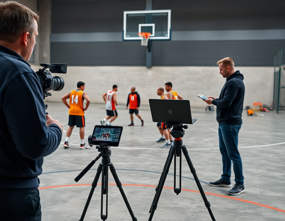 Video e feedback: il coach basket mostra clip e corregge i posizionamenti.