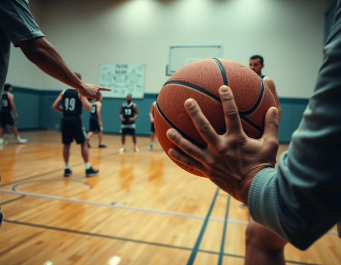 Una sessione di scouting video con il corso allenatore minibasket online sullo sfondo osservando i clip.