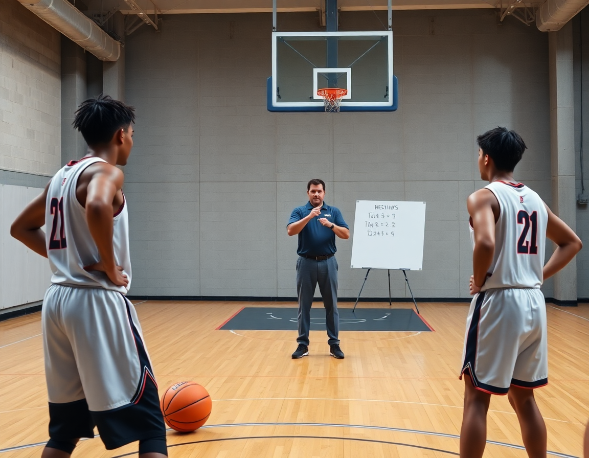 Allenatore guida una sessione di difesa zona basket durante un drill shell con 3-2 e 2-3 sul campo.