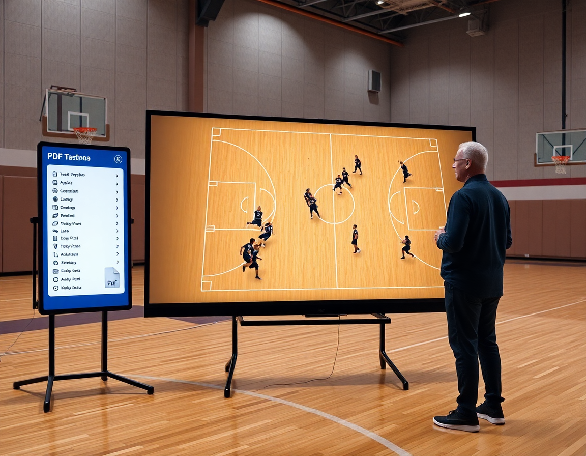 Disegno tattico digitale di basket su lavagna online, pronto per esportare PDF delle strategie.