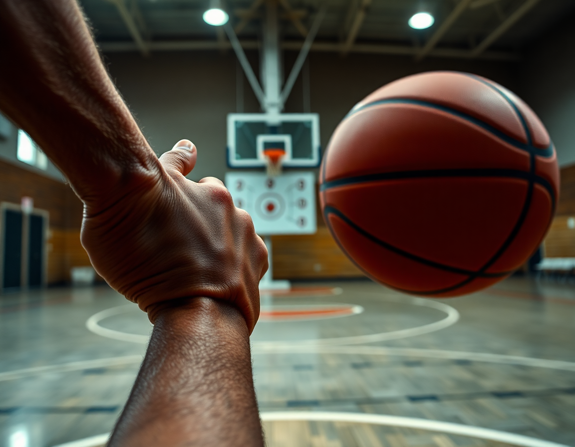 Primo piano: mani che maneggiano una palla mentre l'allenatore spiega una sequenza sul whiteboard.