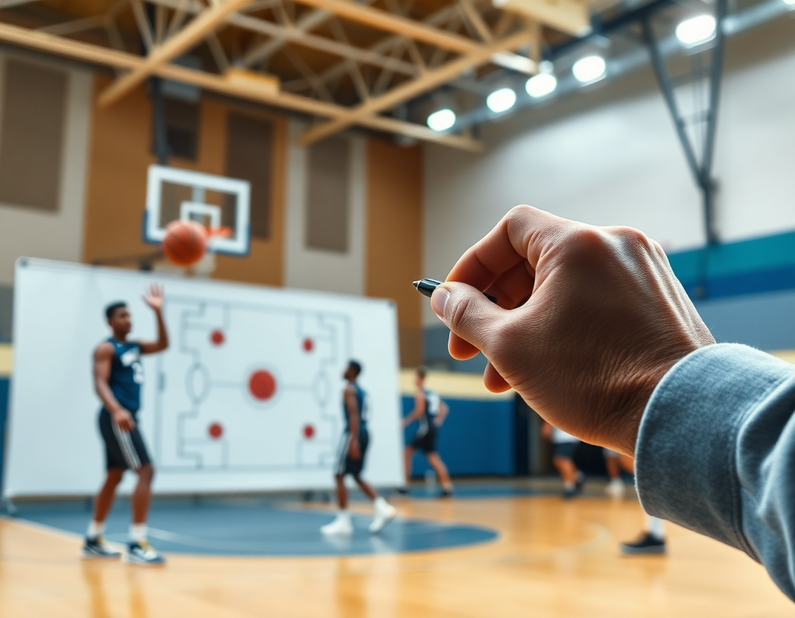 Primo piano sulle mani e la pallacanestro mentre timnas basket u18 indonesia esegue un drill sul parquet.