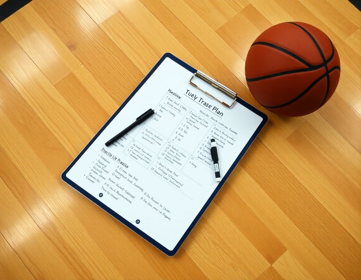 Coach's weekly practice plan on a clipboard