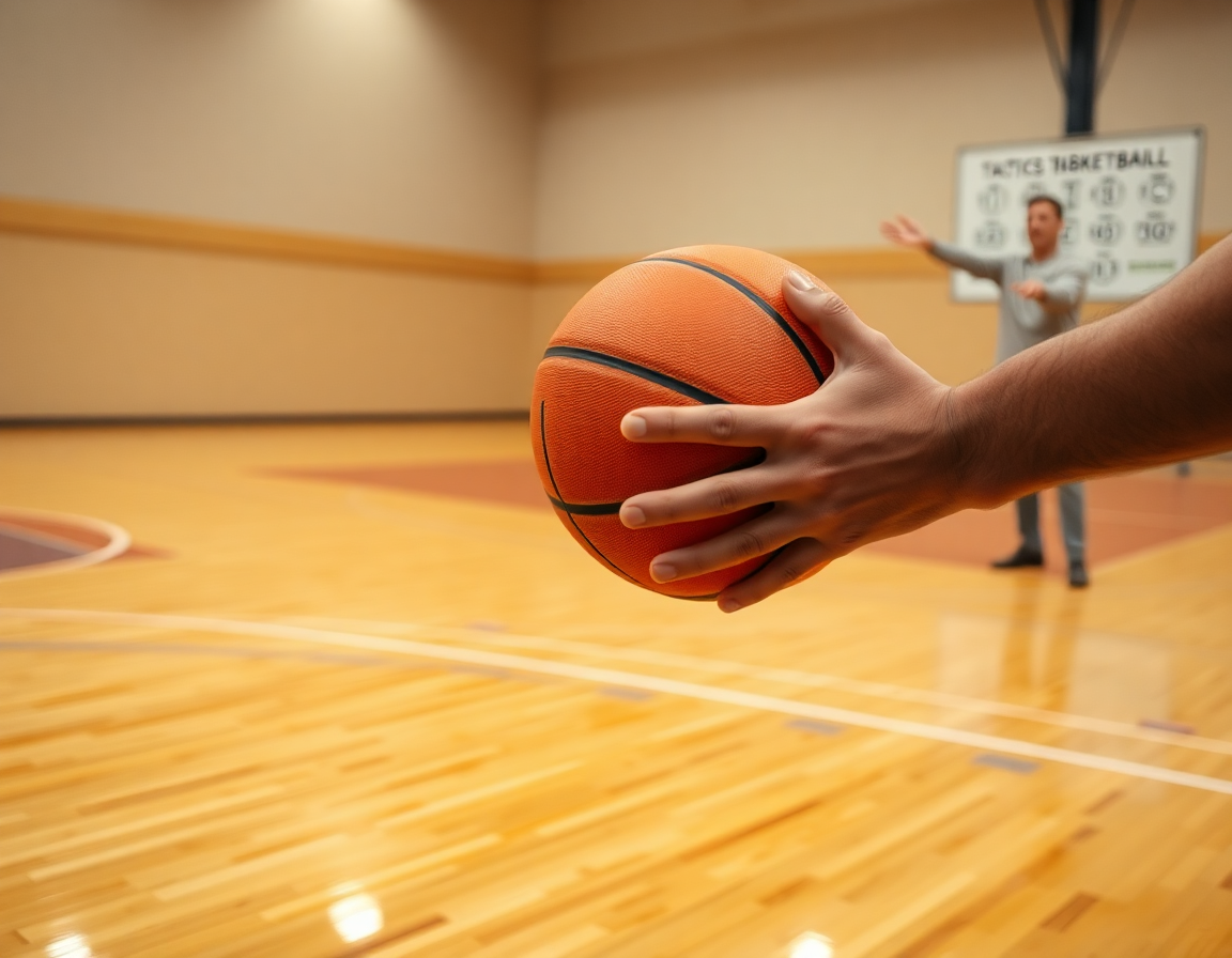 Trener kosarke Partizana pokazuje taktiku na tabli i razgovara sa igračima tokom treninga basketball.